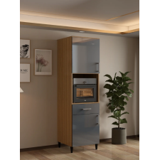 MEUBLE COLONNE FOUR SELENA AMM-SLHC-B FINITION BOIS ET GRIS BRILLANT
