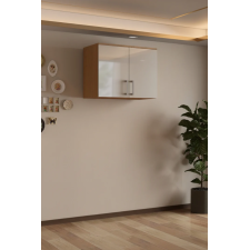 MEUBLE HAUT 2 PORTES SELENA AMM-SL2T-A FINITION BOIS ET FACADE BLANC BRILLANT