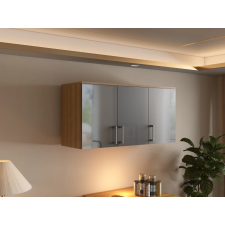 MEUBLE HAUT 3 PORTES SELENA AMM-SL3T-B FINITION BOIS ET GRIS BRILLANT