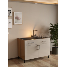 MEUBLE SOUS EVIER SELENA AMM-SL120SINK-A FINITION BOIS ET FACADE BLANC BRILLANT