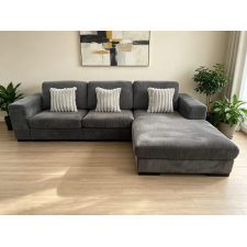 CANAPE D'ANGLE HC2401-GREY-RHF ANGLE DROITE EN TISSU COTELE GRIS