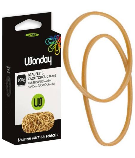 BOITE DE 100 G DE BRACELETS CAOUTCHOUC BLONDS 200 X 10 MM