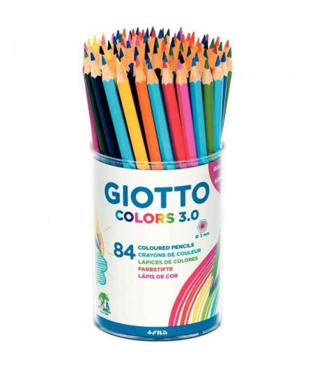 GIOTTO COLORS 3.0 - POT 84 CRAYONS DE COULEUR (12 COUL X 7) (FSC)    NEW