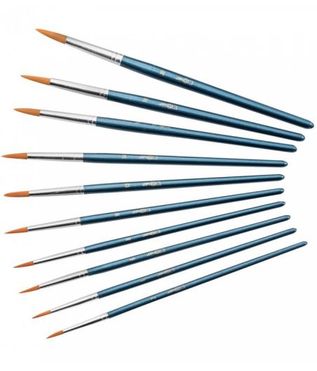 PINCEAU ROND POILS SYNTHETIQUES N°8 FERRULE ALU MANCHE COURT BOIS
