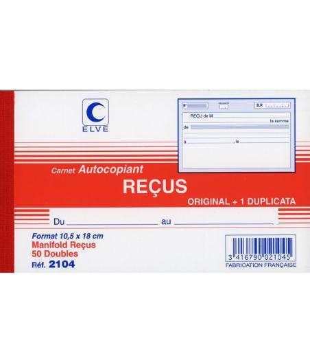 CARNET 'RECUS SANS TVA' 105X180 50/2+0