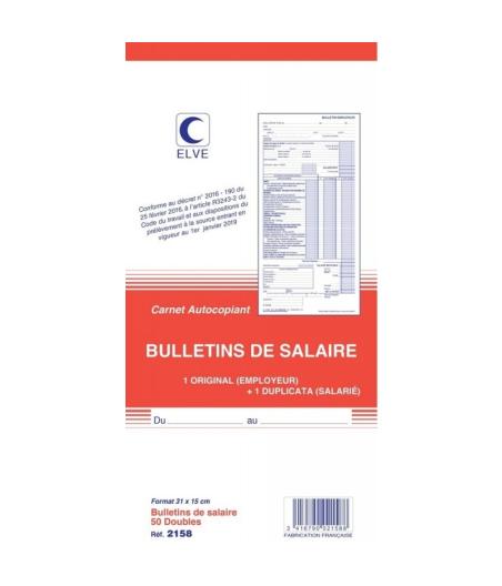 BULLETINS DE SALAIRE 310X150 50/2+0 AUTOCOPIANT