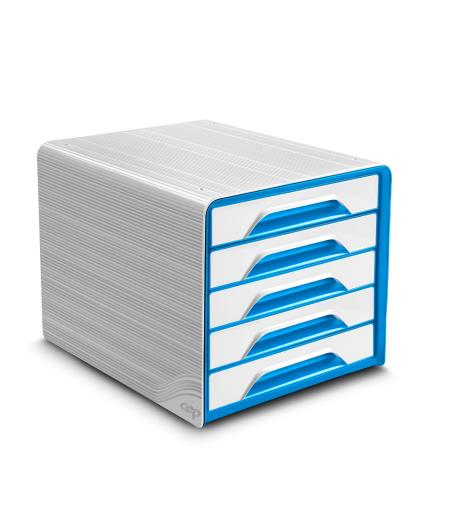 BLOC DE CLASSEMENT 5 TIROIRS SMOOVE BLANC / BLEU OCEAN