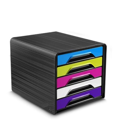 BLOC DE CLASSEMENT 5 TIROIRS SMOOVE NOIR / MULTICOLORE VIF