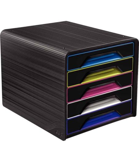 BLOC DE CLASSEMENT 5 TIROIRS SMOOVE NOIR / MULTICOLORE SUBTIL