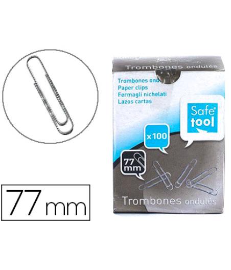 BOITE 100 TROMBONES 77 MM PLAQUE NICKEL BOUT ROND FORM ONDULEE - FIL DIA. 160/10