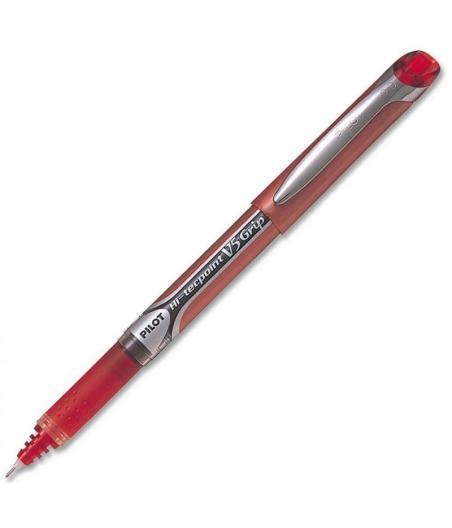 HI-TECPOINT V5 GRIP - ROLLER ENCRE LIQUIDE - ROUGE - POINTE FINE