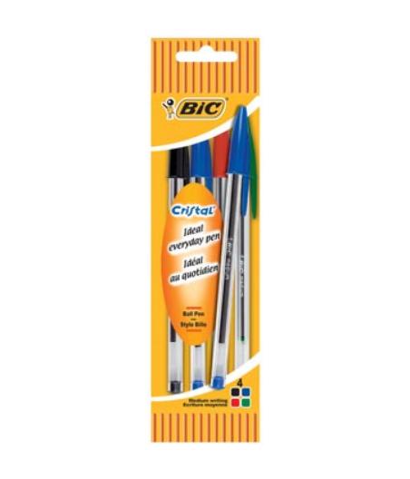 STYLO BIC CRISTAL® MOYENNE - N/B/R/V - POCHETTE DE 5