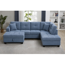 CANAPE D'ANGLE AVEC POUF COFFRE AGNES-RHF-LIGHT BLUE BLEU CLAIR