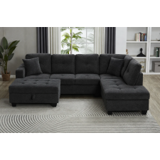 CANAPE D'ANGLE AVEC POUF COFFRE AGNES-RHF-MIDNIGHT GRIS ANTHRACITE