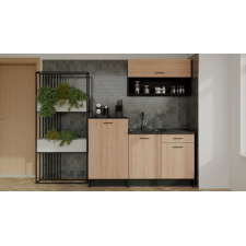 CUISINE COMPLETE SMART 160CM EFFET BOIS CLAIR ET NOIR