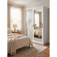 ARMOIRE METALLIQUE KM-WD-01 MOTIF GEOMETRIQUE COLORE ET BLANC