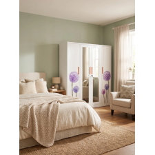 ARMOIRE METALLIQUE KM-WD-06 MOTIFS FLORAUX VIOLETS ET BLEUS