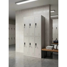 ARMOIRE VESTIAIRE METALLIQUE KM-LK-14 6 CASIERS GRIS CLAIR
