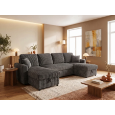CANAPE CONVERTIBLE U HSB2518GREY AVEC COFFRES DE RANGEMENT NOIR