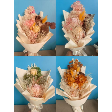 BOUQUET DE FLEURS SECHEES ORANGES COULEURS ASSORTIES