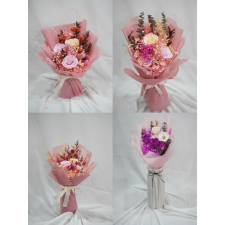BOUQUET DE FLEURS SECHEES ROSES COULEURS ASSORTIES
