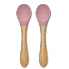 LOT DE 2 CUILLÈRES LORELLI EN BAMBOU ET SILICONE ROSES DÈS 6 MOIS