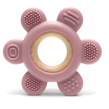 ANNEAU DE DENTITION FLEUR LORELLI EN SILICONE ET BOIS ROSE DÈS LA NAISSANCE