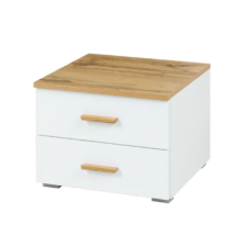 LOT DE 2 TABLES DE CHEVET WOOD WOOD-23 BLANC ET EFFET BOIS