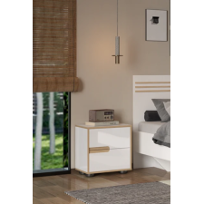 TABLE DE CHEVET MIRIA AMM-NT22 2 TIROIRS BLANC BRILLANT ET EFFET BOIS
