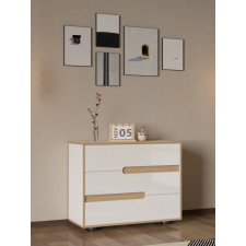 COMMODE MIRIA AMM-L188 3 TIROIRS BLANC BRILLANT ET EFFET BOIS