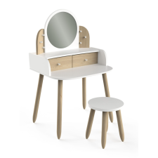 COIFFEUSE LILI AVEC MIROIR ET CHAISE BLANC ET BOIS