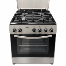 CUISINIERE FIESTA FF6403MXZU 4 FEUX GAZ ET FOUR ELECTRIQUE 60X60 SILVER
