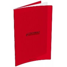 CAHIER GRANDS CARREAUX 140 PAGES 240x320 POLYPRO ROUGE CONQUERANT
