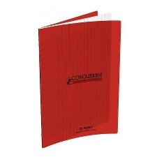 CAHIER GRANDS CARREAUX 32 PAGES 170x220 POLYPRO ROUGE REL. AGRAFE