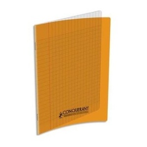 CAHIER GRANDS CARREAUX 32 PAGES 170x220 POLYPRO ORANGE REL. AGRAFE