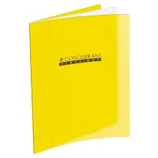 CAHIER GRANDS CARREAUX 140 PAGES 170x220 POLYPRO JAUNE REL. AGRAFE