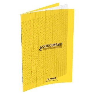CAHIER GRANDS CARREAUX 32 PAGES 170x220 POLYPRO JAUNE REL. AGRAFE