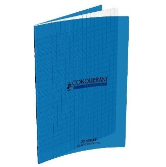 CAHIER GRANDS CARREAUX 32 PAGES 170x220 POLYPRO BLEU REL. AGRAFE