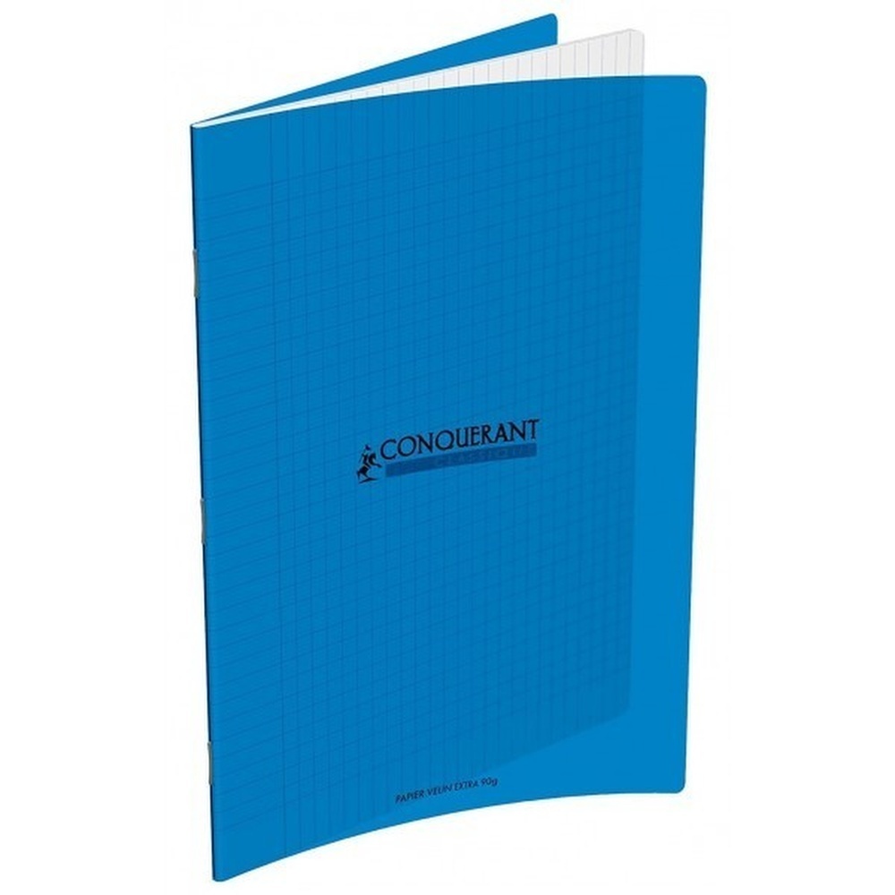 CAHIER GRANDS CARREAUX 140 PAGES 170x220 POLYPRO BLEU REL AGRAFE