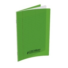 CAHIER GRANDS CARREAUX 140 PAGES 170x220 POLYPRO VERT REL. AGRAFE