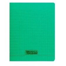 CAHIER GRANDS CARREAUX 32 PAGES 170x220 POLYPRO VERT REL. AGRAFE