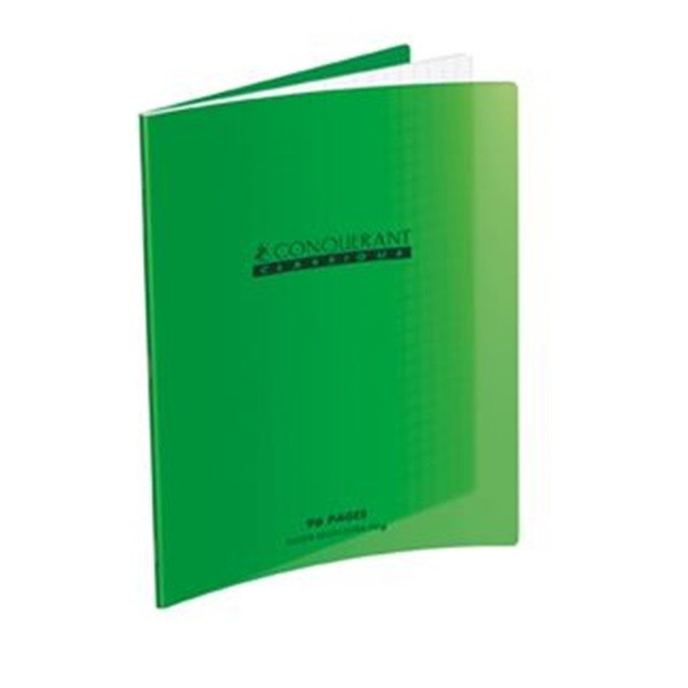 Cahier petit format 17x22 cm - 96 pages Grands carreaux protège cahier vert