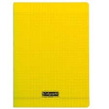 CAHIER GRANDS CARREAUX 140 PAGES 210x297 POLYPRO JAUNE REL. AGRAFE