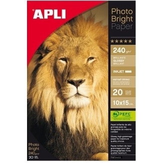 PAPIER PHOTO BRILLANT - 240 GR-10X15 CM. BOITE DE 20 FEUILLES