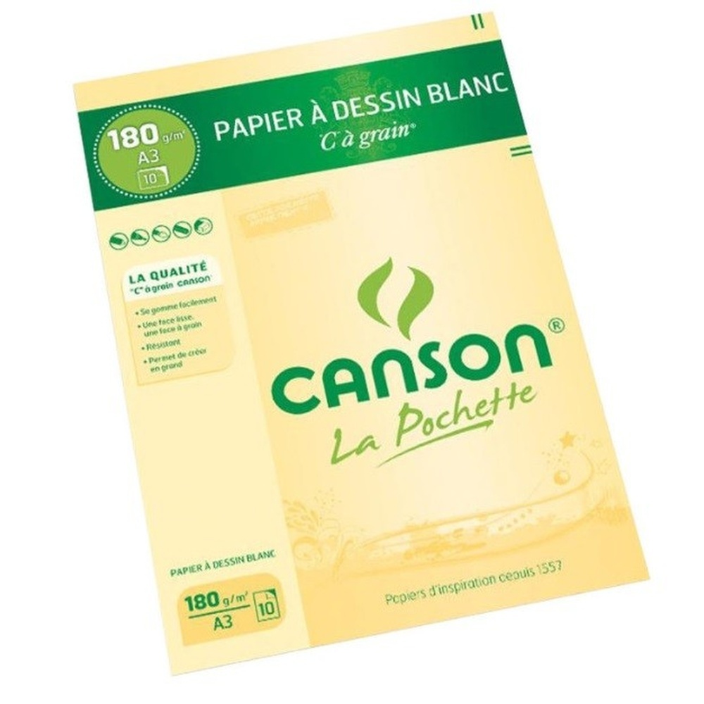 CANSON Papier à dessin C à grain, format A3, 180 g/m2