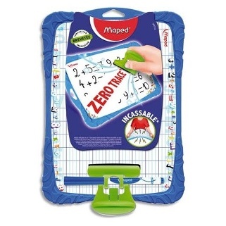 KIT ARDOISE BLANCHE INCASSABLE - EFFACABLE A SEC - CONTIENT : 1 FEUTRE FIN ENCRE BLEU, 1 EFFAÇABLE, 1 PORTE ACCESSOIRES.