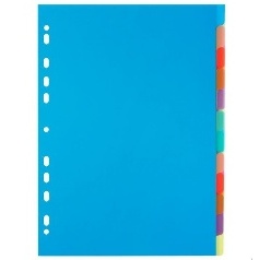 INTERCALAIRES CHROMALINE POLYPROPYLÈNE A4 - 12 POSITIONS. DIMENSIONS 225X297 MM