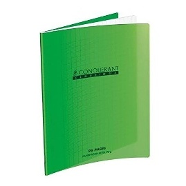 CAHIER PETITS CARREAUX 96 PAGES 240x320 POLYPRO VERT REL. AGRAFE