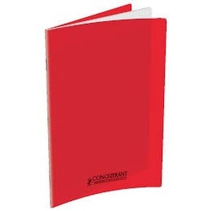 CAHIER PETITS CARREAUX 96 PAGES 240x320 POLYPRO ROUGE REL. AGRAFE