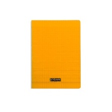 CAHIER GRANDS CARREAUX 32 PAGES 170x220 POLYPRO ORANGE REL. AGRAFE